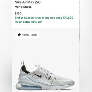 Nike Air Max 270 in white and black